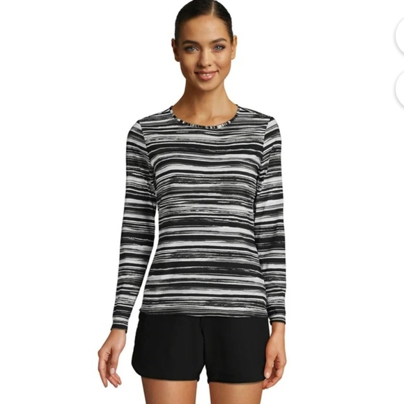 Lands’ End Crew Neck Long Sleeve Rash Guard UPF 50 Protection Swim Tee Size L - Picture 1 of 10